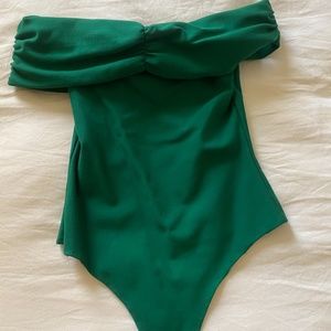 Lovers and Friends off the shoulder green romper